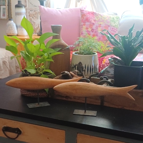 Other - Wooden Fish Sculptures - Natural Brown